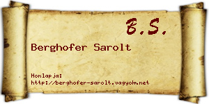 Berghofer Sarolt névjegykártya